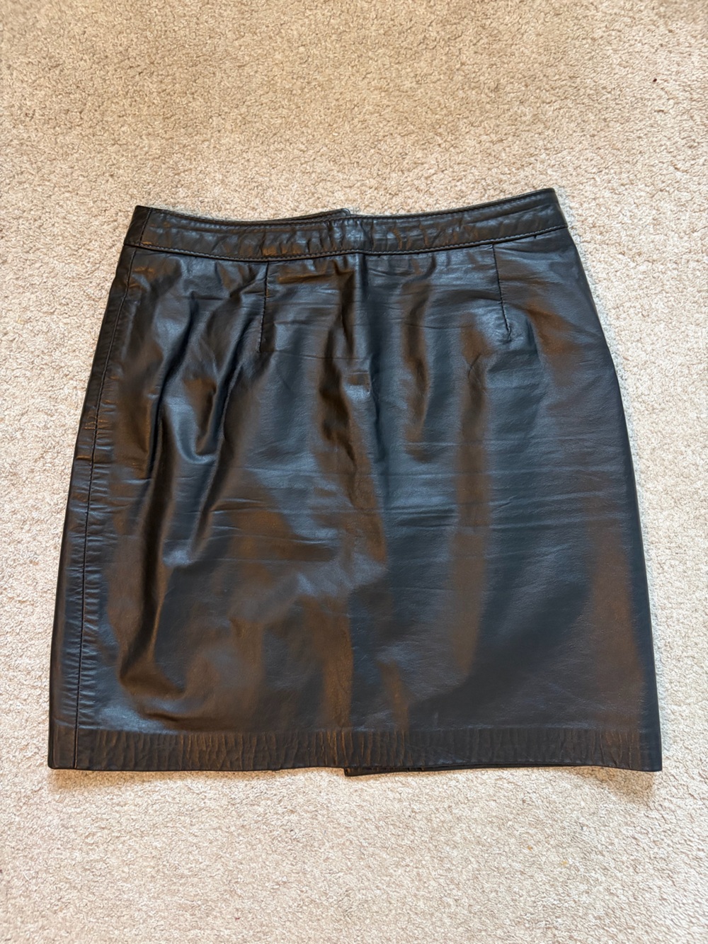 Genuine leather mini skirt for chic fall neutral minimalist style